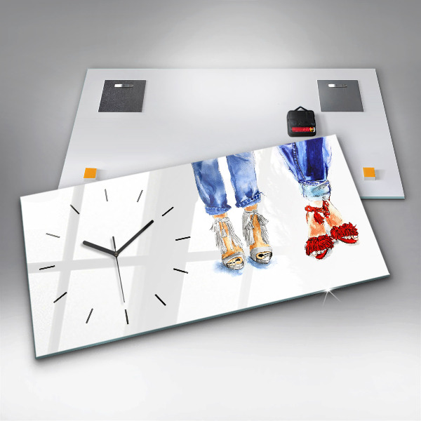 Ceas orizontale de perete din sticlă Tocuri de damă