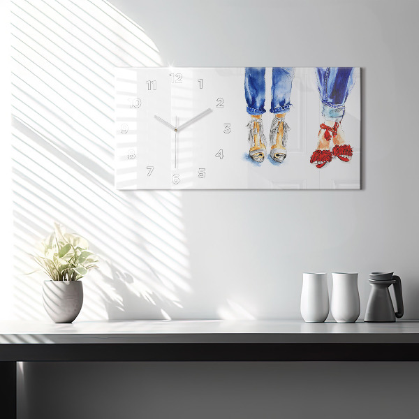Ceas orizontale de perete din sticlă Tocuri de damă