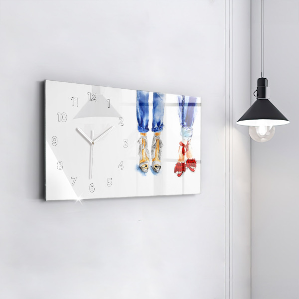 Ceas orizontale de perete din sticlă Tocuri de damă