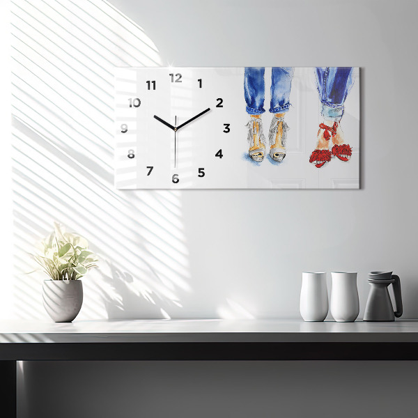 Ceas orizontale de perete din sticlă Tocuri de damă