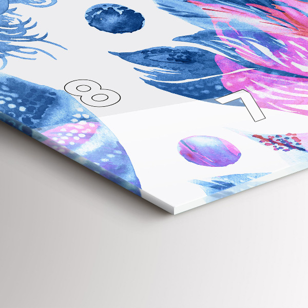 Ceas orizontale de perete din sticlă Pene colorate