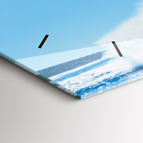 Ceas orizontale de perete din sticlă Surfing în Hawaii