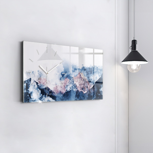 Ceas orizontale de perete din sticlă Lanțuri muntoase abstracte