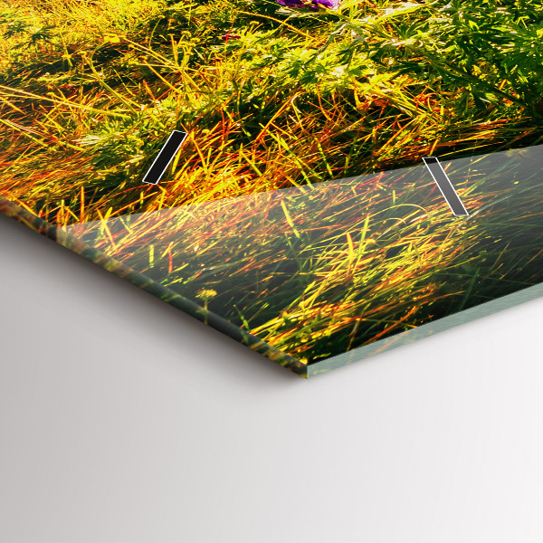 Ceas orizontale de perete din sticlă Lunca de lavandă