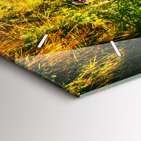 Ceas orizontale de perete din sticlă Lunca de lavandă