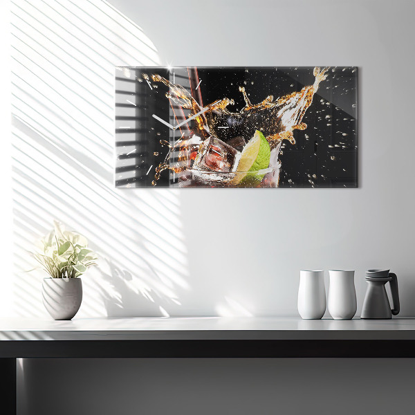 Ceas orizontale de perete din sticlă Bea cu gheata