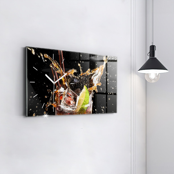 Ceas orizontale de perete din sticlă Bea cu gheata