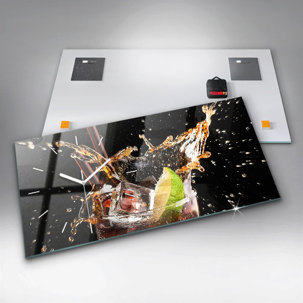 Ceas orizontale de perete din sticlă Bea cu gheata