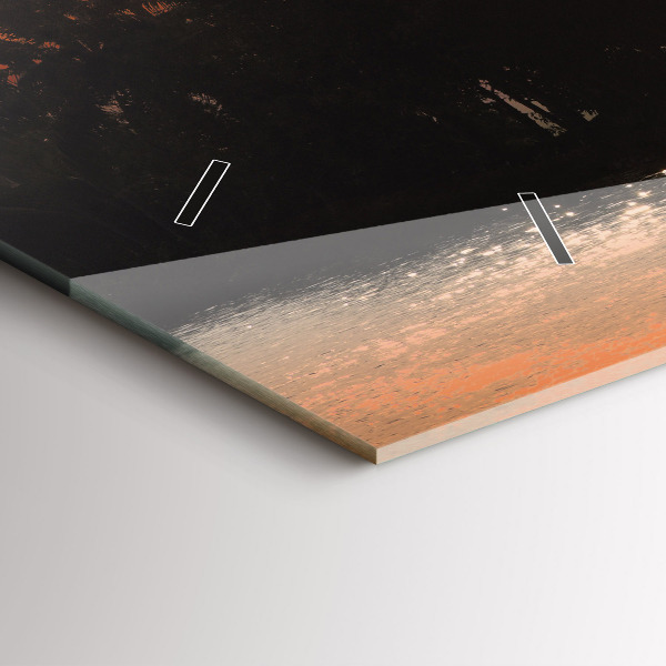 Ceas orizontale de perete din sticlă Vacanță cu palmieri la apus