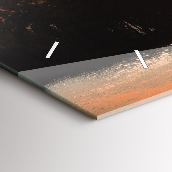 Ceas orizontale de perete din sticlă Vacanță cu palmieri la apus