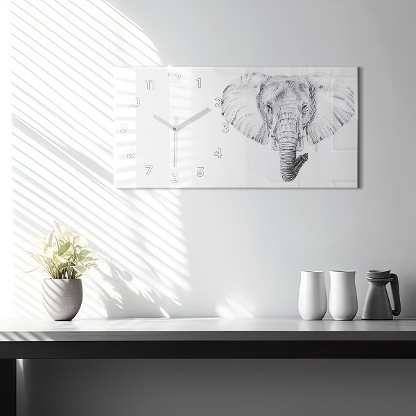 Ceas orizontale de perete din sticlă Cap de elefant vectorial