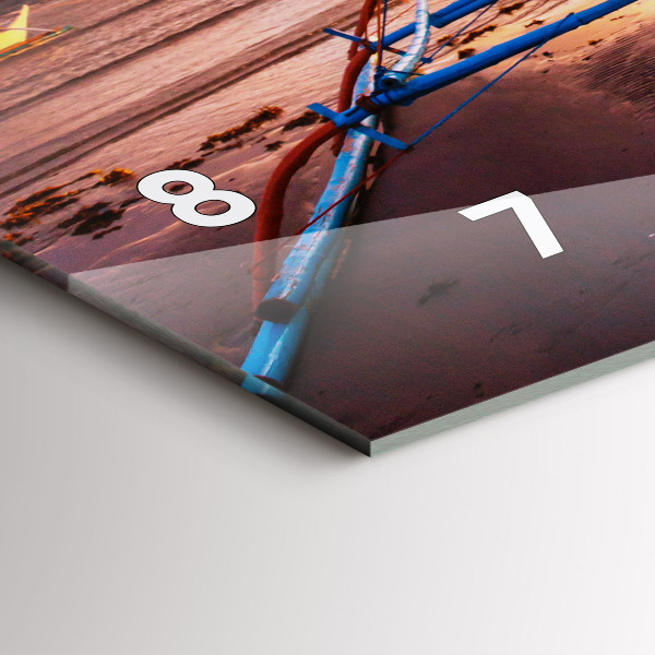 Ceas orizontale de perete din sticlă Barcă și apus