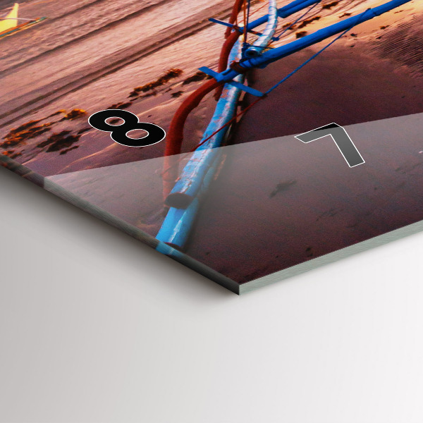 Ceas orizontale de perete din sticlă Barcă și apus