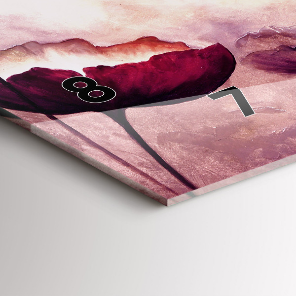 Ceas orizontale de perete din sticlă Flori înflorite maci