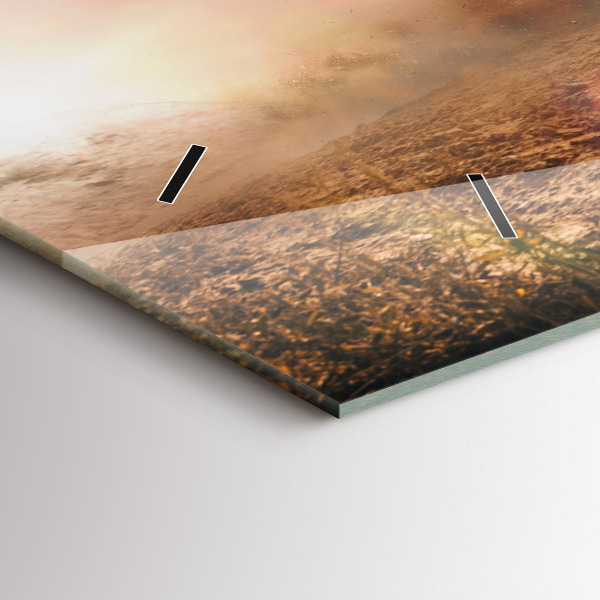 Ceas orizontale de perete din sticlă Bărbat pe motocicletă