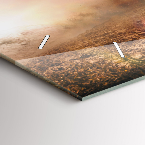 Ceas orizontale de perete din sticlă Bărbat pe motocicletă