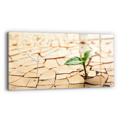 Ceas orizontale de perete din sticlă Plantați în sol uscat