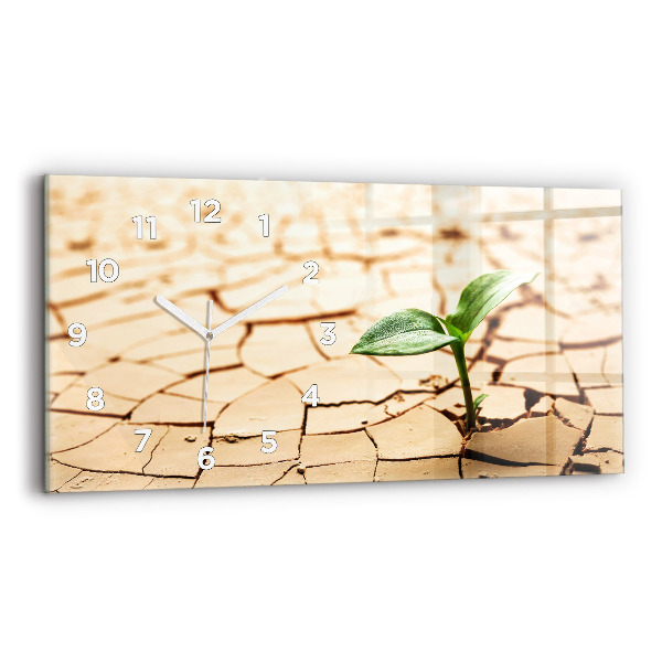 Ceas orizontale de perete din sticlă Plantați în sol uscat