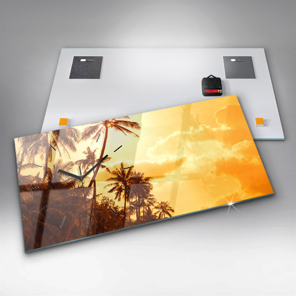 Ceas orizontale de perete din sticlă Palmieri insoriti