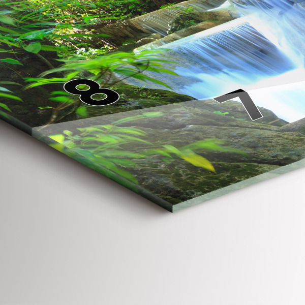 Ceas orizontale de perete din sticlă Cascada în pădure