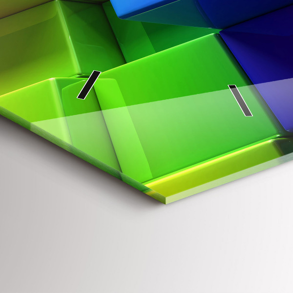 Ceas orizontale de perete din sticlă Cuburi colorate