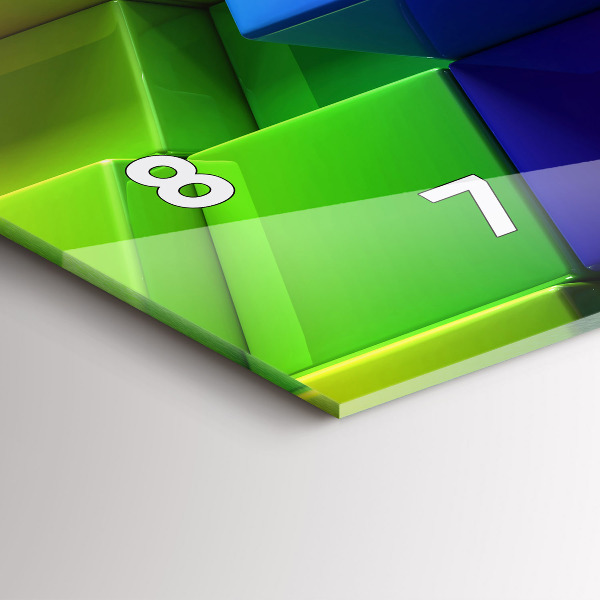 Ceas orizontale de perete din sticlă Cuburi colorate