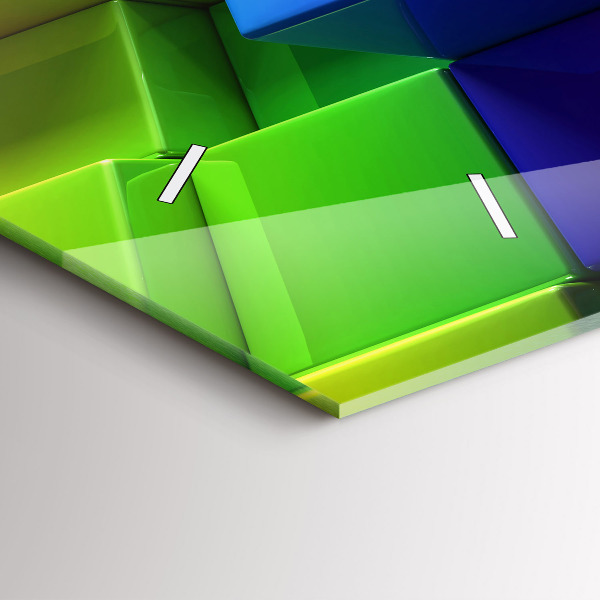 Ceas orizontale de perete din sticlă Cuburi colorate