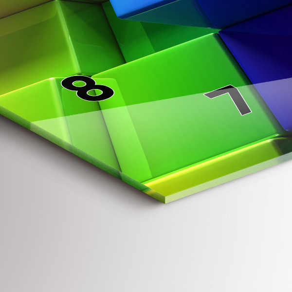 Ceas orizontale de perete din sticlă Cuburi colorate