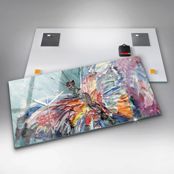 Ceas orizontale de perete din sticlă Fragment de artă în ulei