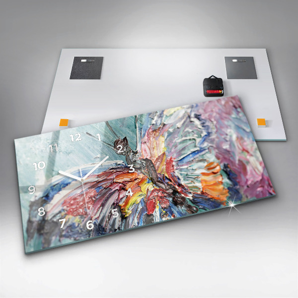 Ceas orizontale de perete din sticlă Fragment de artă în ulei