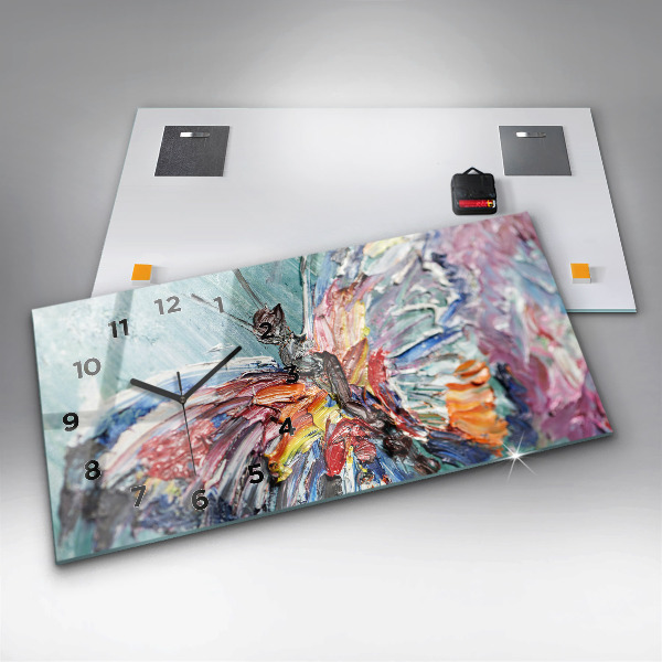 Ceas orizontale de perete din sticlă Fragment de artă în ulei