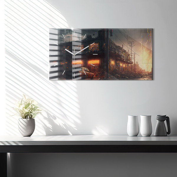 Ceas orizontale de perete din sticlă Clădire apocaliptică