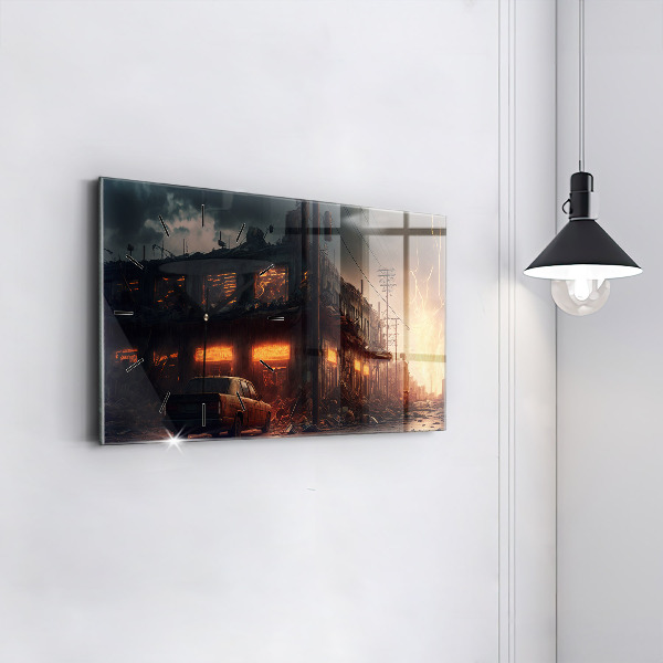 Ceas orizontale de perete din sticlă Clădire apocaliptică