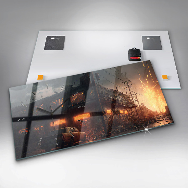 Ceas orizontale de perete din sticlă Clădire apocaliptică