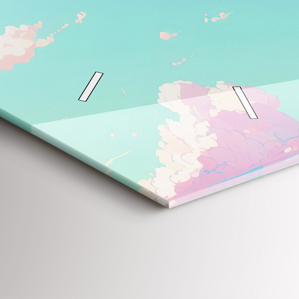 Ceas orizontale de perete din sticlă Culoarea pastelată a cerului