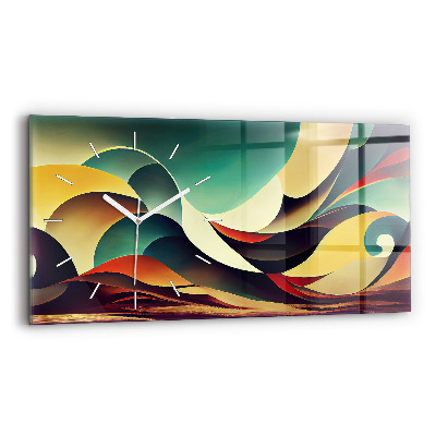 Ceas orizontale de perete din sticlă Fundal cu linii abstracte