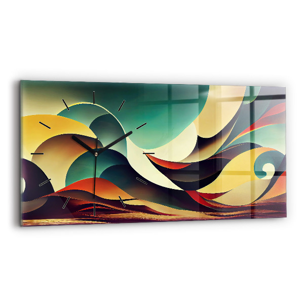 Ceas orizontale de perete din sticlă Fundal cu linii abstracte