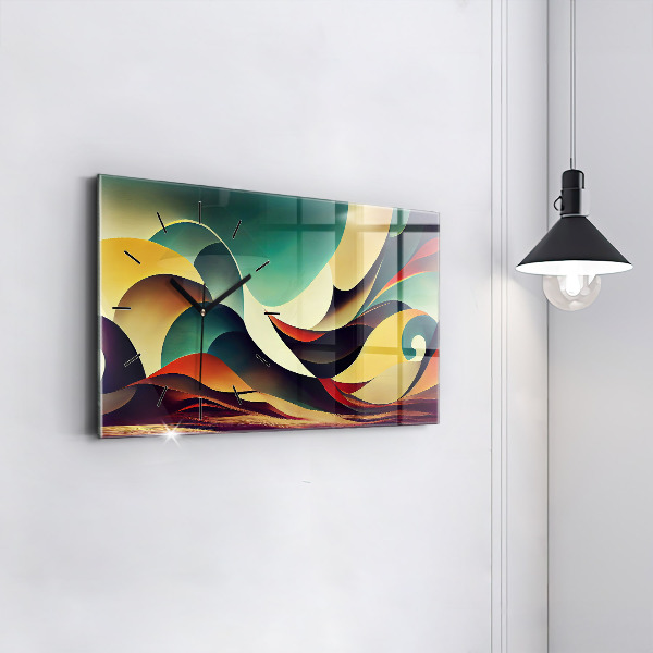 Ceas orizontale de perete din sticlă Fundal cu linii abstracte