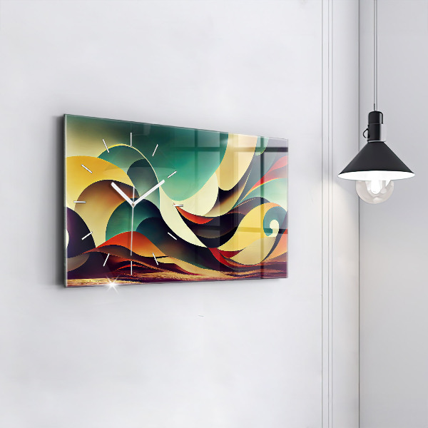 Ceas orizontale de perete din sticlă Fundal cu linii abstracte