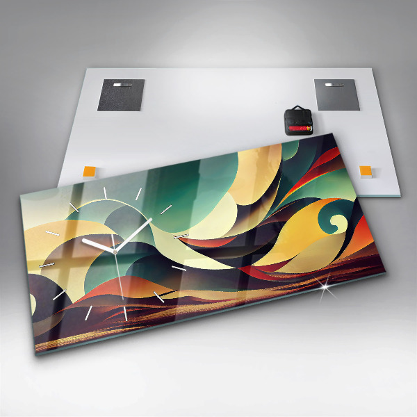 Ceas orizontale de perete din sticlă Fundal cu linii abstracte