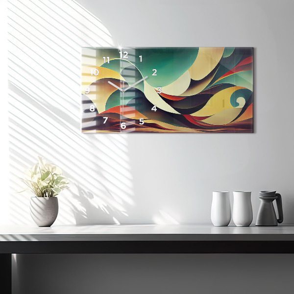 Ceas orizontale de perete din sticlă Fundal cu linii abstracte