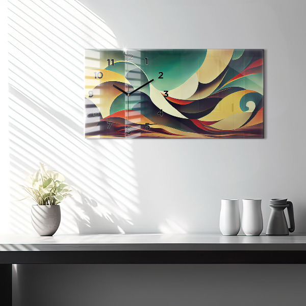 Ceas orizontale de perete din sticlă Fundal cu linii abstracte