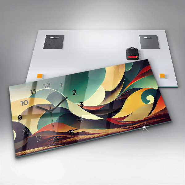 Ceas orizontale de perete din sticlă Fundal cu linii abstracte