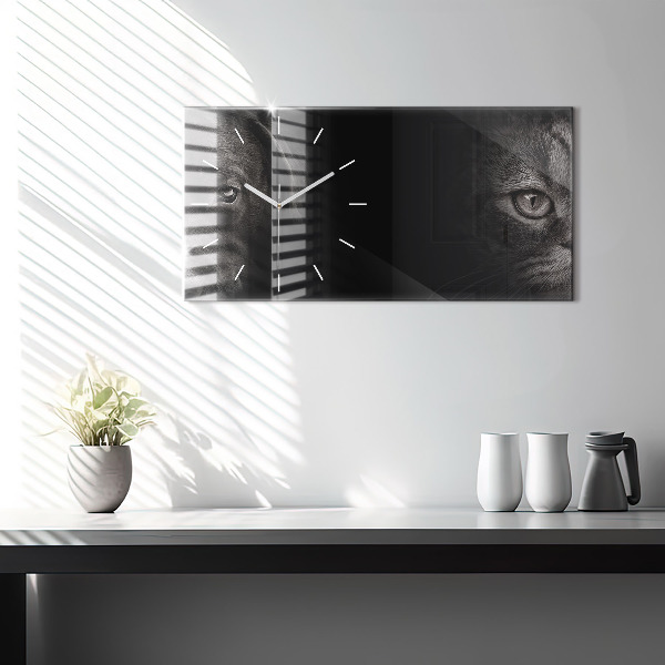 Ceas orizontale de perete din sticlă Câine și pisică scoțian