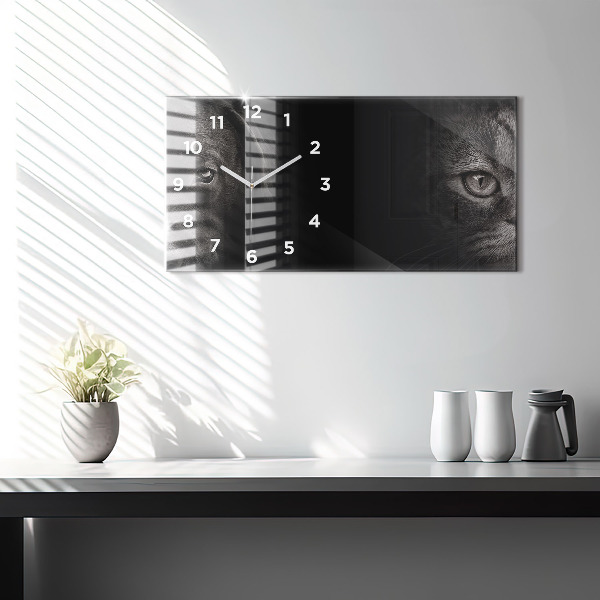 Ceas orizontale de perete din sticlă Câine și pisică scoțian