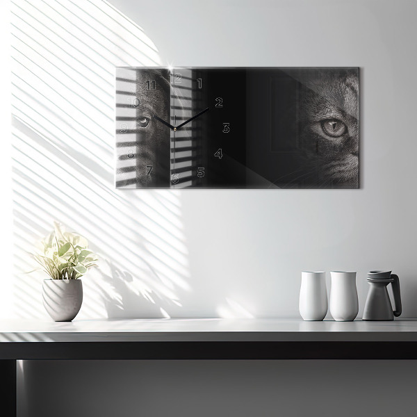 Ceas orizontale de perete din sticlă Câine și pisică scoțian
