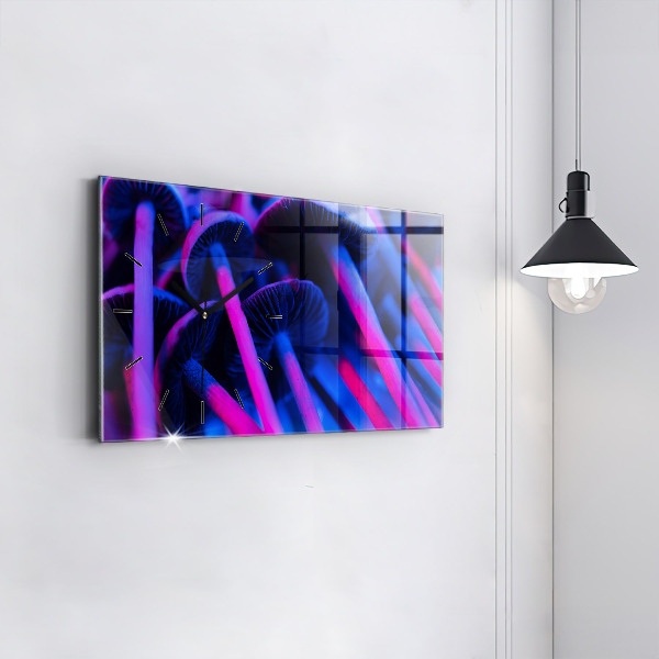 Ceas orizontale de perete din sticlă Ciuperci colorate magice