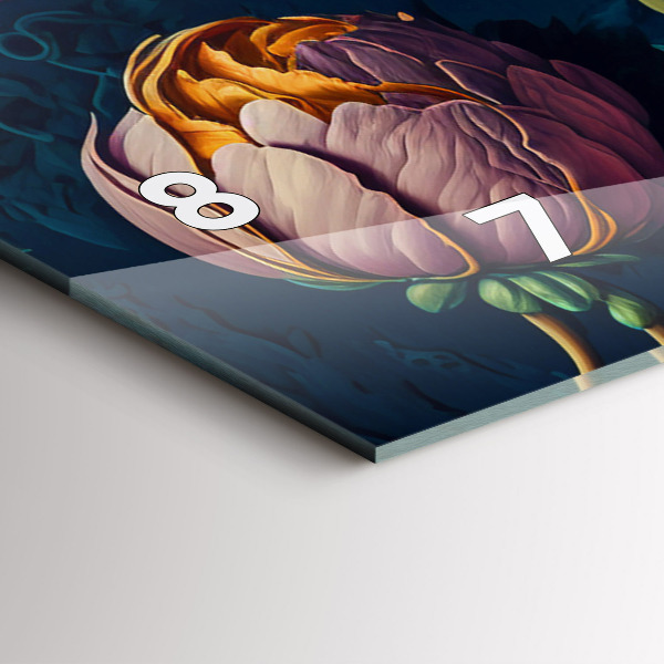 Ceas orizontale de perete din sticlă Buchet de flori vintage