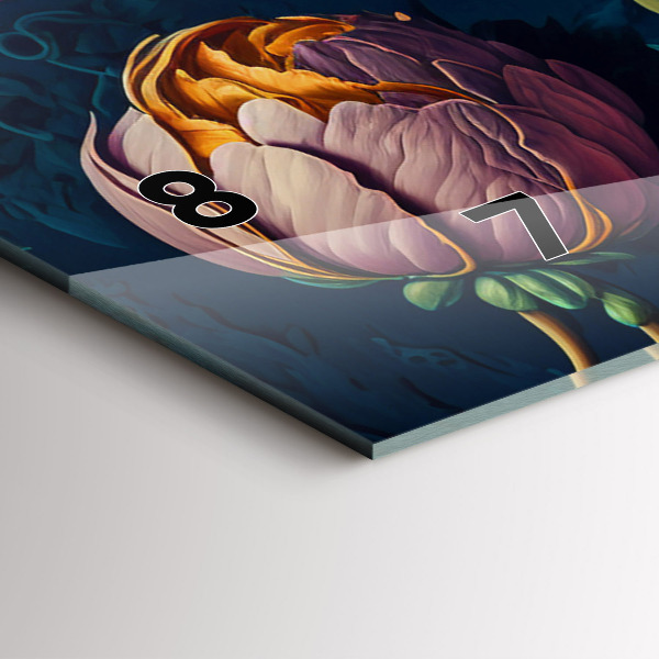 Ceas orizontale de perete din sticlă Buchet de flori vintage