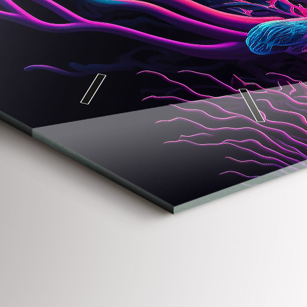 Ceas orizontale de perete din sticlă Ciuperci de neon